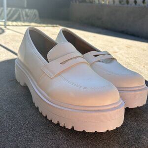 Qupid Chunky White Loafers – Size 9 / 40, Brand New